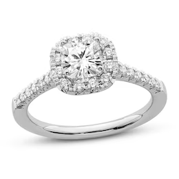 Image of cushion cut diamond engagement ring.