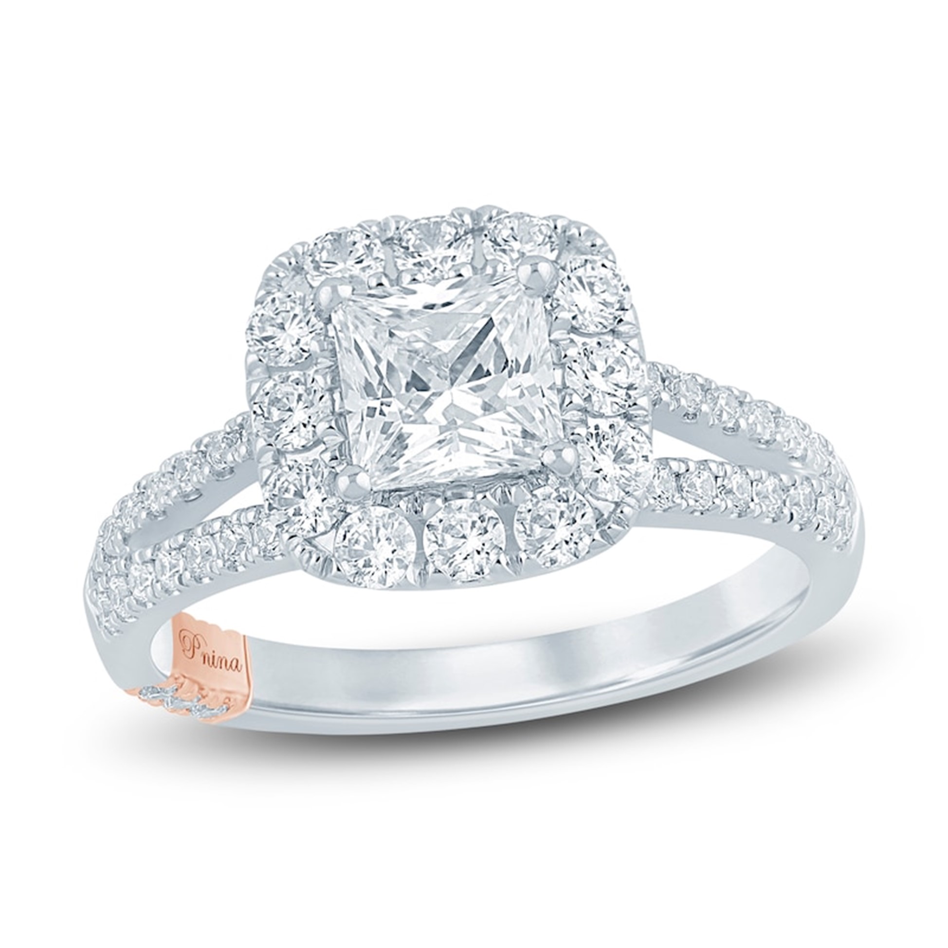 Image of cushion cut diamond engagement ring.