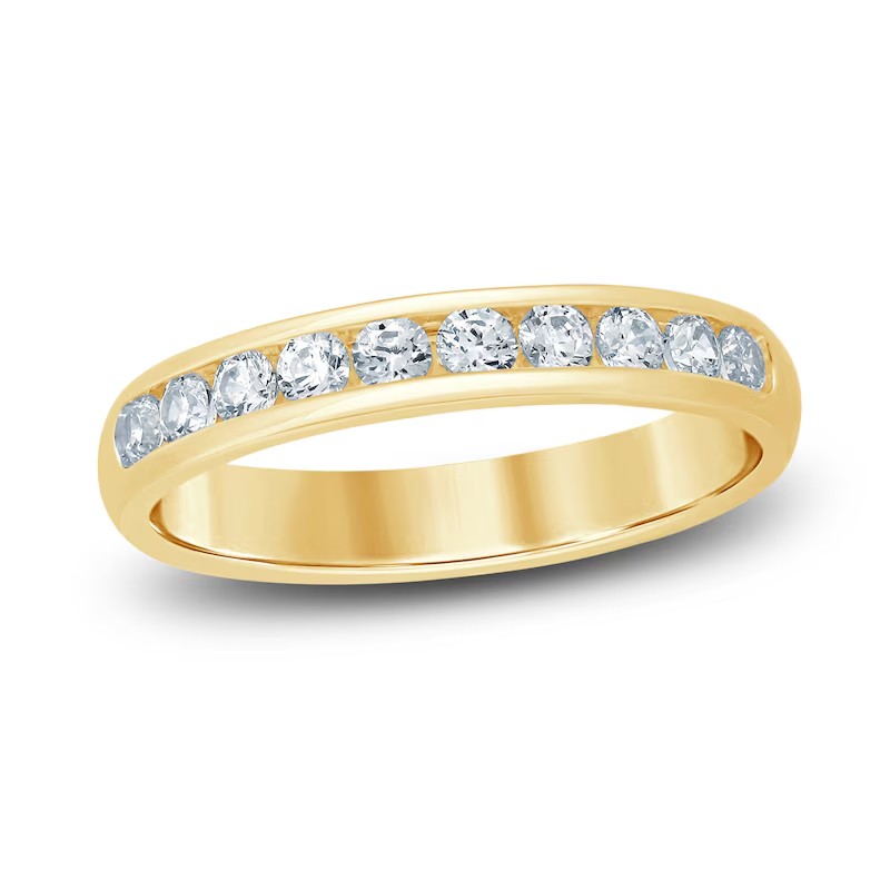 White gold, channel set diamond band.