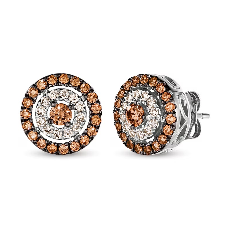 Le Vian Chocolate Diamond Earrings 5/8 ct tw Round 14K Vanilla Gold