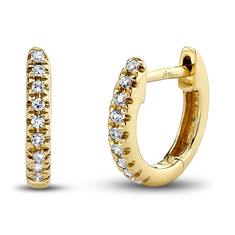 Shy Creation Diamond Accent Earrings Round 14K Yellow Gold SC22004026V3