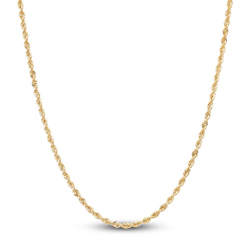 Hollow Rope Necklace 14K Yellow Gold 24 Length 2mm