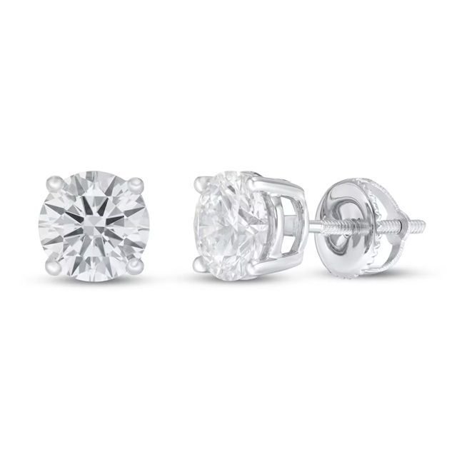 Lab-Grown Diamond Solitaire Earrings 2 ct tw Round 14K White Gold (SI2/F)