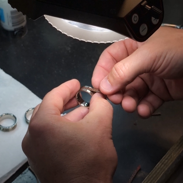 Adding the game ball fabric to the Jared Goff Ring