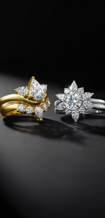 Engagement rings complete with center diamondfrom the Storied Diamond collection.