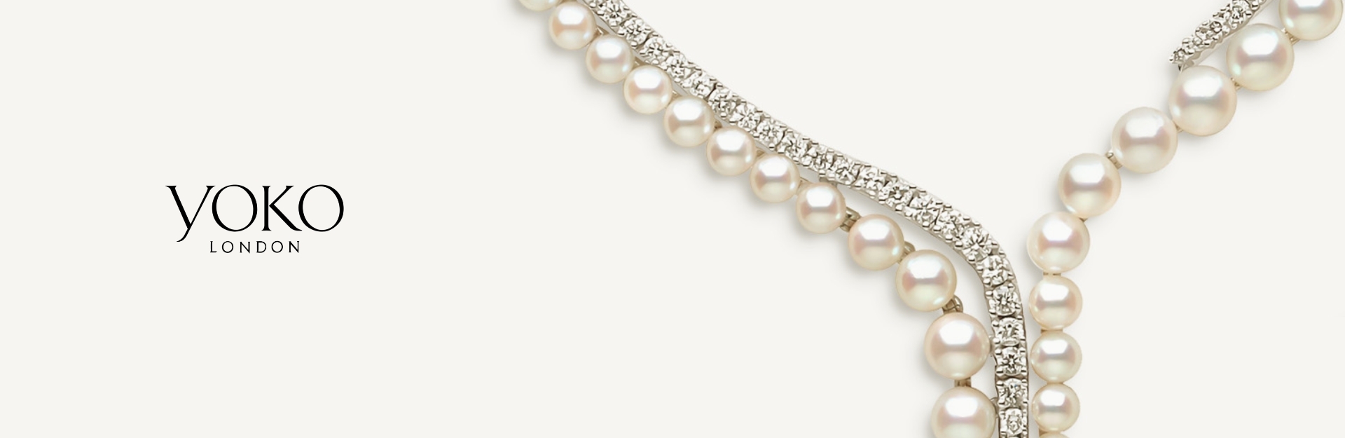 Yoko London logo with pearl strand and diamond tennis strand necklace