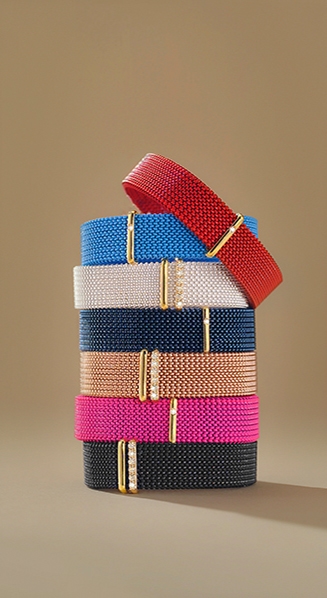 Zydo bracelets stacked in multiple colors