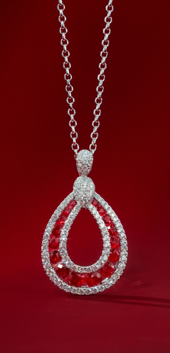 Le Vian Passion ruby with white diamonds pendant necklace.