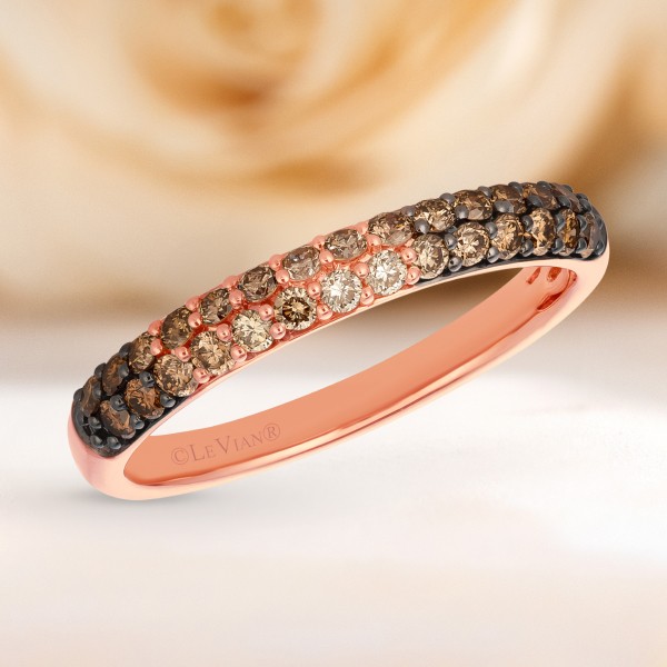 Le Vian Chocolate Ombre 1/2ctw diamond ring in 14K strawberry gold on sale for $875.00