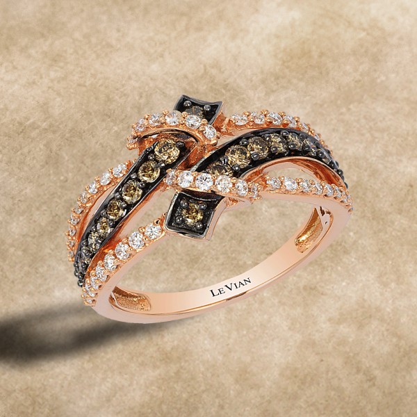 Le Vian Chocolate & Vanilla 3/4ctw Diamond fashion ring in 14K strawberry gold on sale for $2,100.00