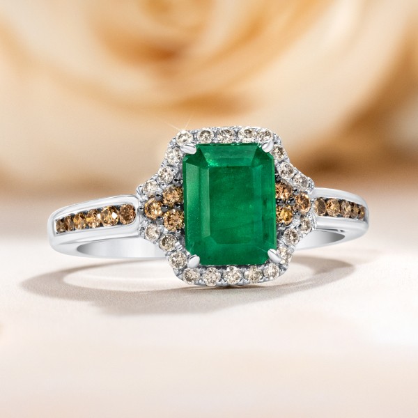 Le Vian natural emerald ring with 3/8ctw Vanilla Diamonds in 14K Vanilla gold on sale for $1,750.00
