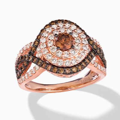 Le Vian Superbuy ring in 14K rose gold with 1 5/8 ct tw chocolate & vanilla diamonds