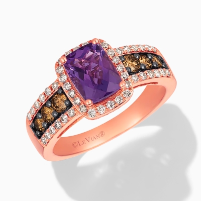 Le Vian Superbuy ring in 14K rose gold with 5/8 ct tw of diamonds and amethyst center stone.