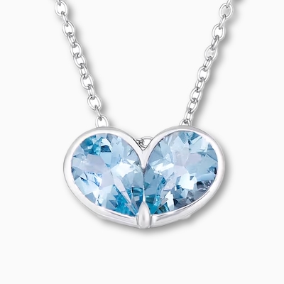 Le Vian Superbuy necklace in 14K white with heart-shaped aquamarine center stone