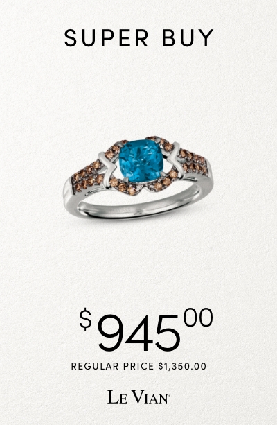 Le Vian blue topaz, chocolate diamond and 14K white gold ring on sale for $945.00