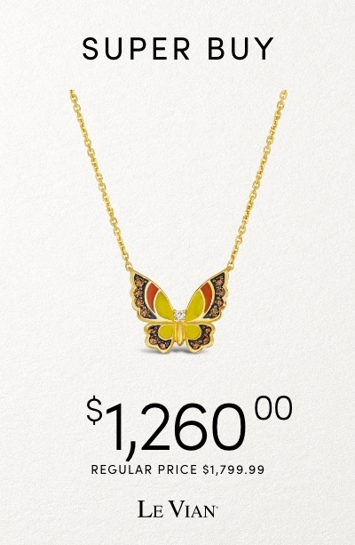 Le Vian diamond butterfly necklace in 14k yellow gold with enamel on sale for $1,260.00
