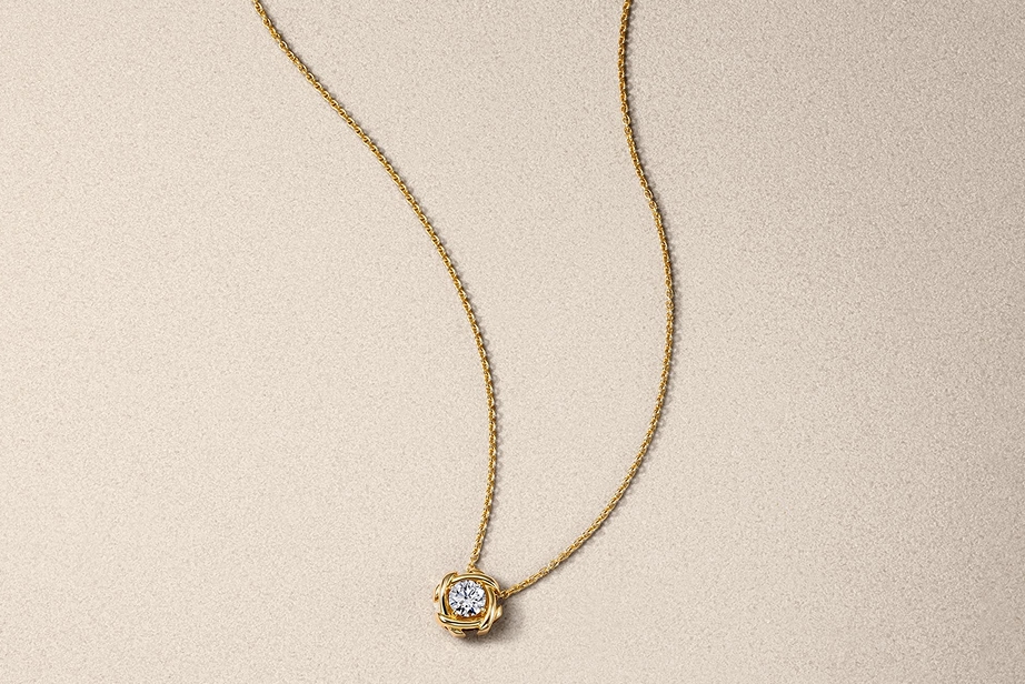 yellow gold diamond solitaire pendnat