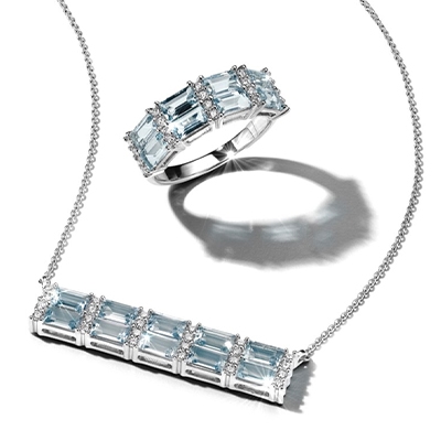 Aquamarine ring and necklace