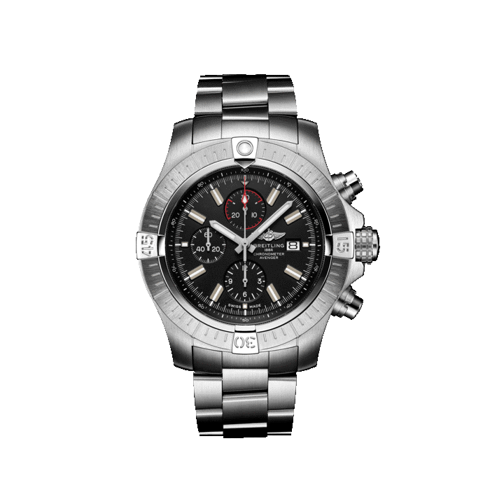 Breitling Super Avenger Chronograph with black dial and stainless steel bracelet