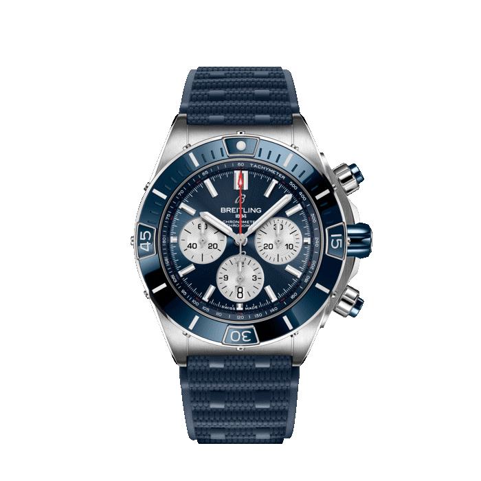 Breitling mens Super Chronomat B01 44mm with stainless steel and blue dial