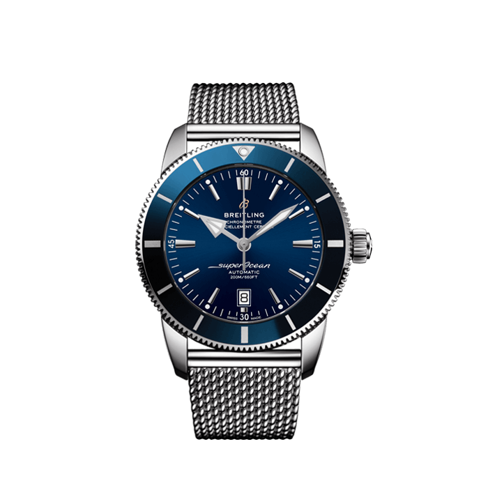 Breitling Superocean Heritage B20 Automatic steel watch with gun blue dial and steel bracelet