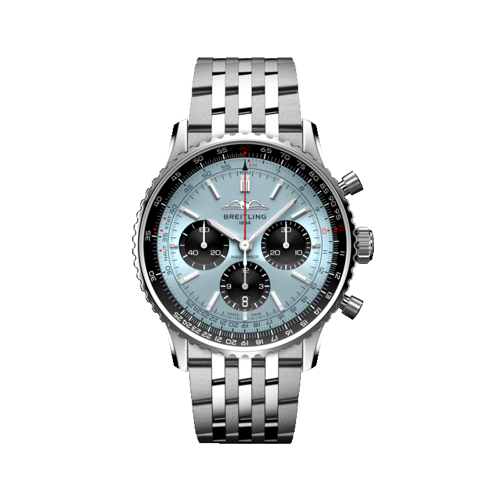 Breitling Navitimer B01 Chronograph 43MM watch with ice blue dial and stainless steel bracelet