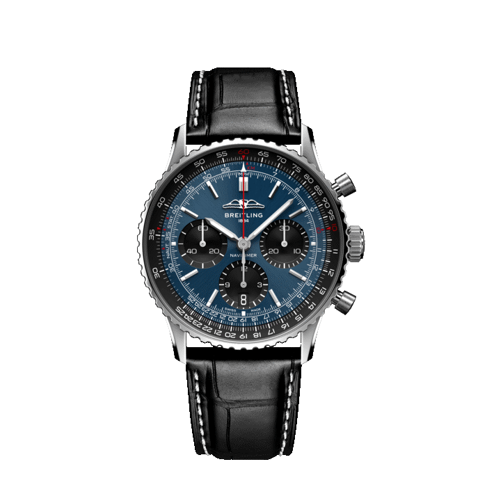 Breitling Navitimer B01 Chronograph 41MM with blue dial and black leather strap