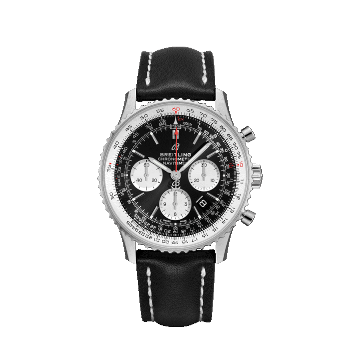 Navitimer B01 Chronograph 43MM with black dial and black leather strap