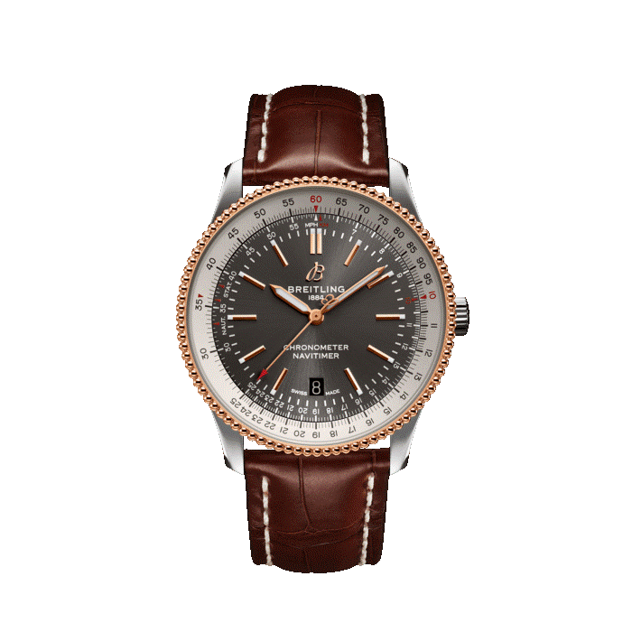 Breitling Navitimer Automatic 41MM with Anthracite dial and stainless steel/18K rose gold case.