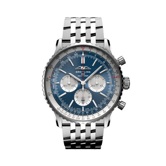 Breitling Navitimer B01 Chronograph 46MM with blue dial and stainless steel bracelet