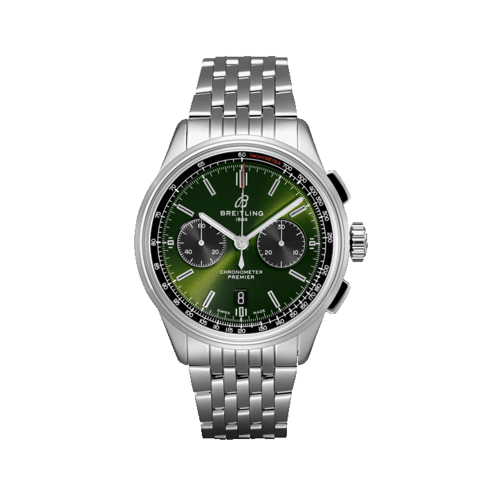 Breitling Premier B01 Chronograph 42 MM with Bently British Racing green dial and stainless steel bracelet