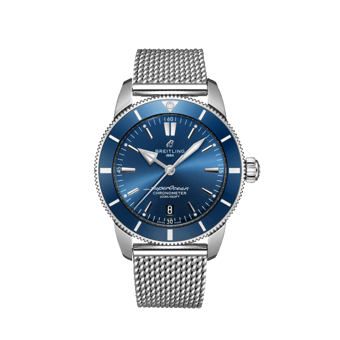 Breitling Superocean B20 Heritage Automatic steel watch with blue dial and steel bracelet
