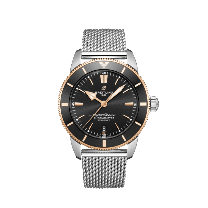 Breitling Superocean Heritage B20 Automatic 44MM steel and 18K rose gold watch watch with black dial and steel bracelet