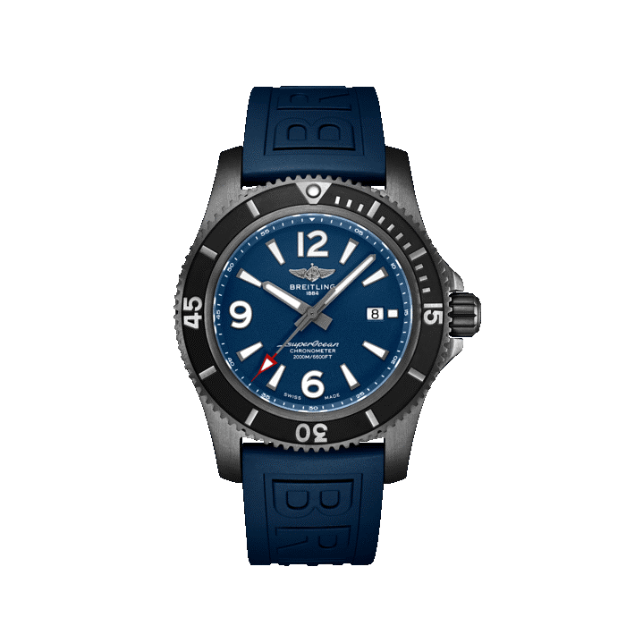 Breitling Superocean Automatic 46MM steel watch with blue dial and blue strap