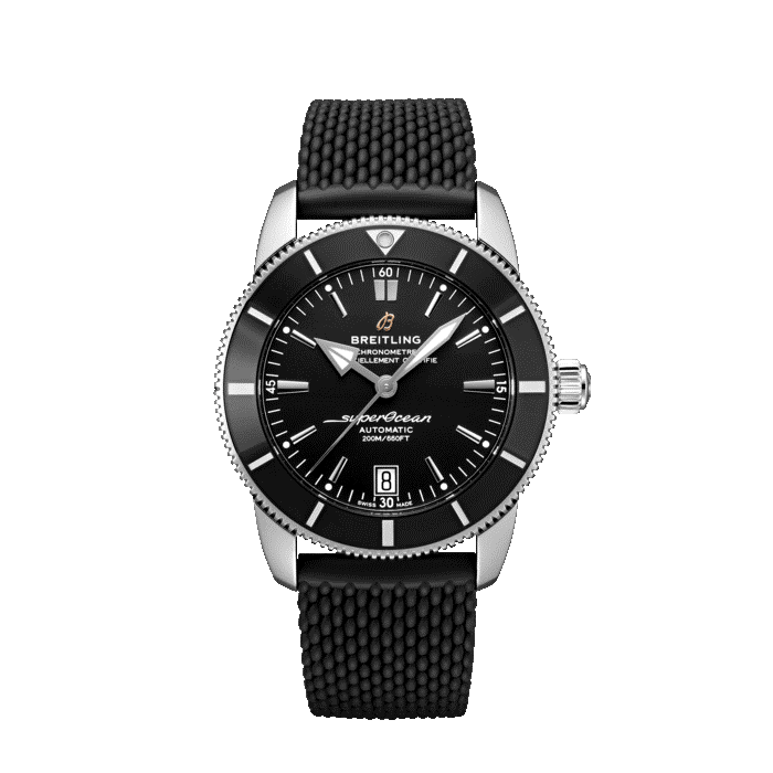 Breitling Superocean Heritage B20 Automatic 42MM steel watch with volcano black dial and rubber strap