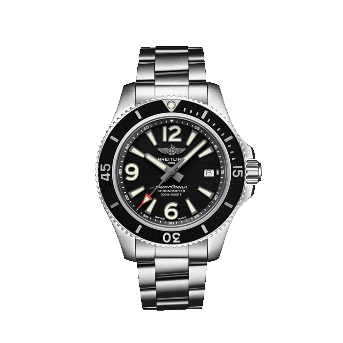 Breitling Superocean Automatic 42mm steel watch with black dial and steel bracelet