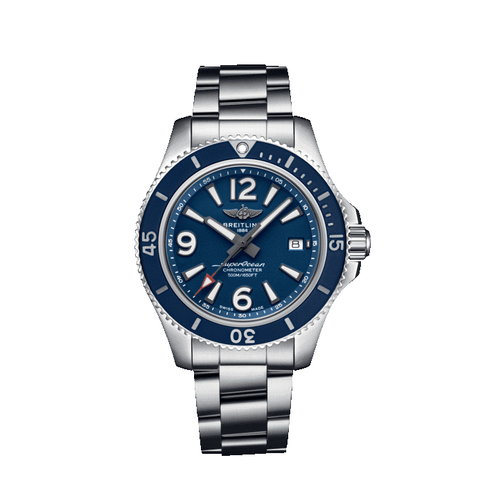 Breitling Superocean Automatic 42MM steel watch with blue dial and steel bracelet