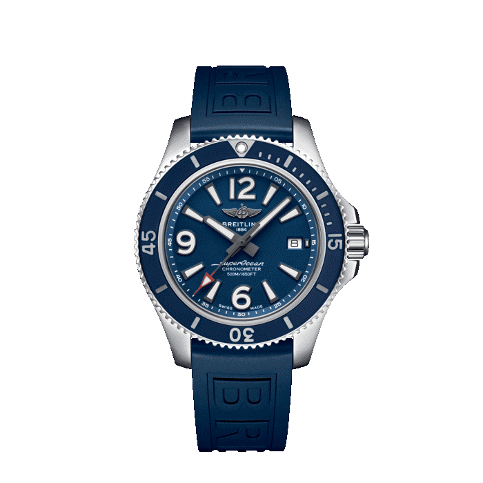 Breitling Superocean Automatic 42MM steel watch with blue dial and blue strap