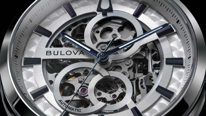 Image of a automatic watch face close up