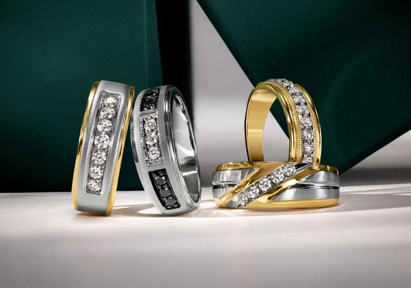Men's wedding bands in the Chosen by Jared collection