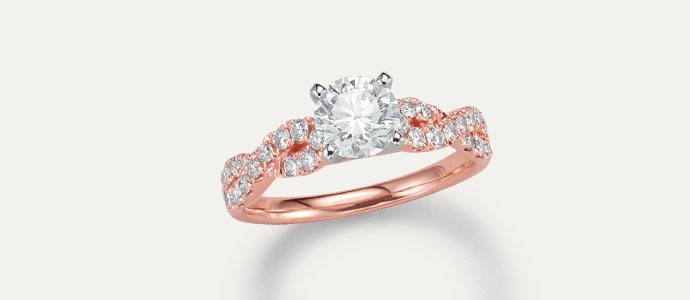 TVS-JEWELS Brilliant Oval Shape Halo Design Wedding Engagement Bridal Ring In 14K Rose Gold Plated 