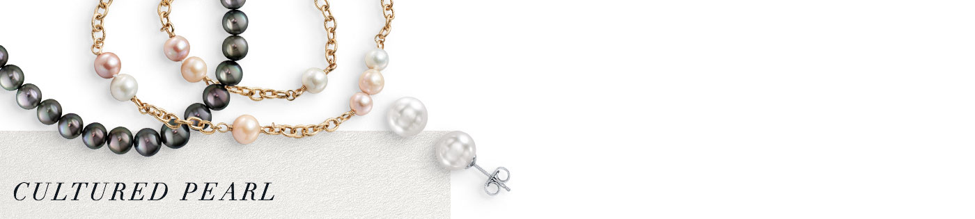 Shop the June birthstone of the pearl with Jared. Image shows various types of pearl jewelry including a black pearl necklace, rose gold pearls and single pearl earrings.