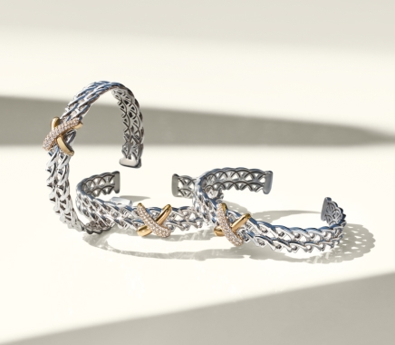 Sterling silver and yellow gold bangle bracelets from the Unspoken collection