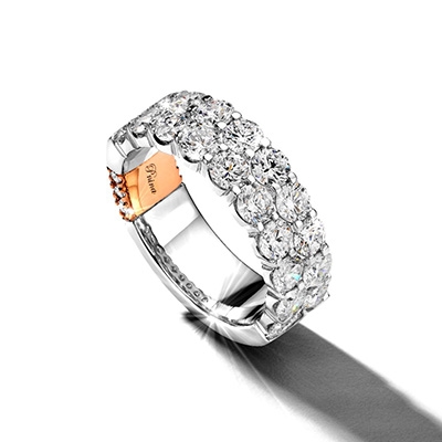 Image of a white gold lab-created diamond anniversary ring.