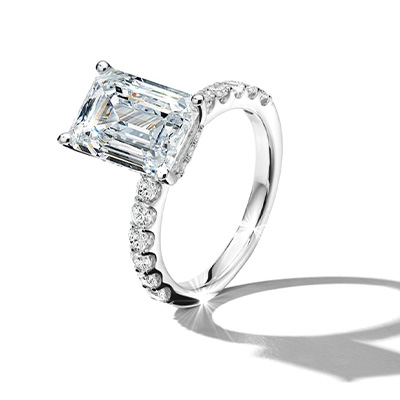 Image of a lab-created diamond engagement ring.