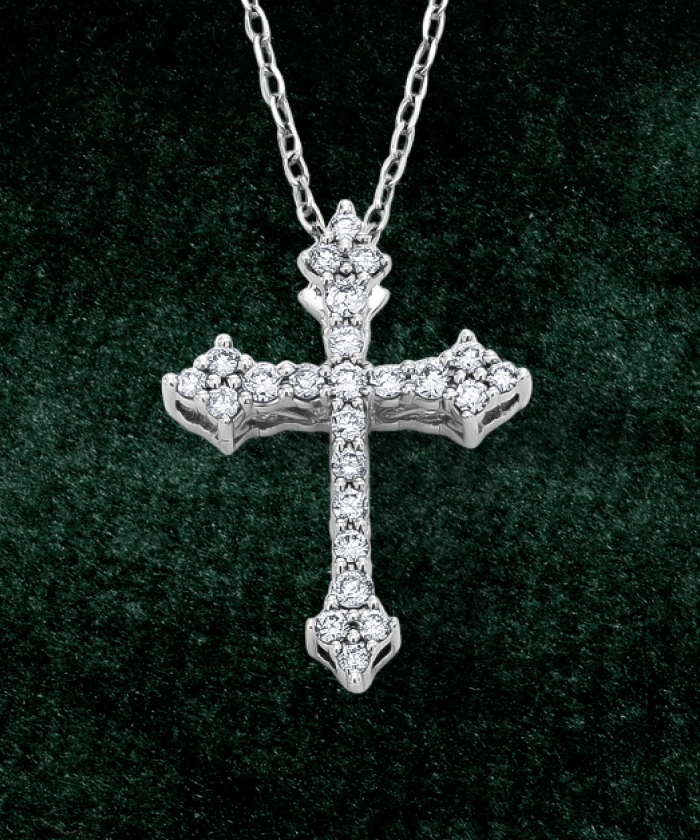 Explore cross and religious jewelry featuring natural diamonds