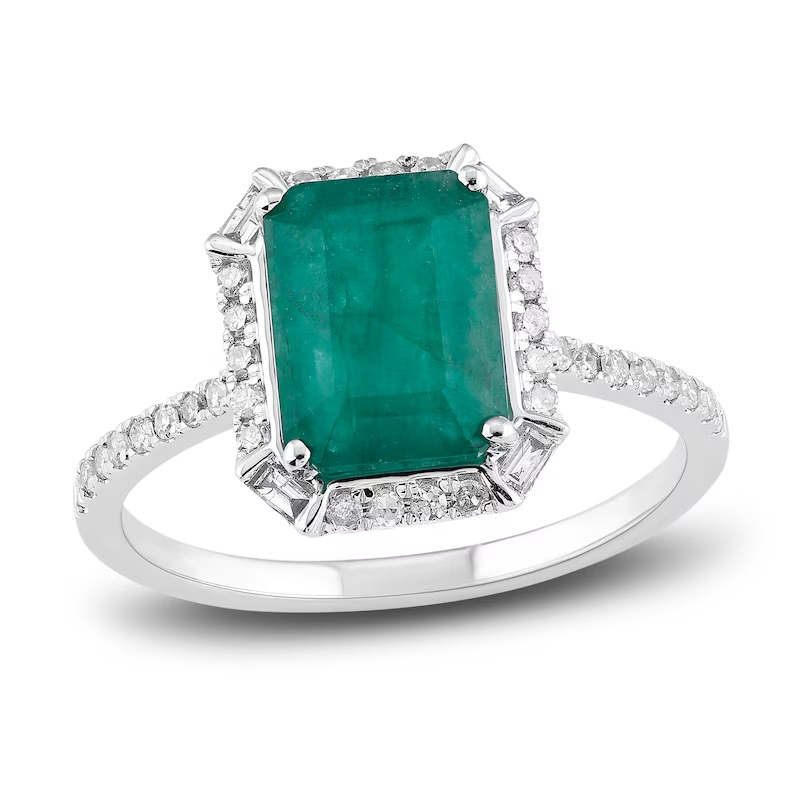 Image of emerald gemstone engagement ring.