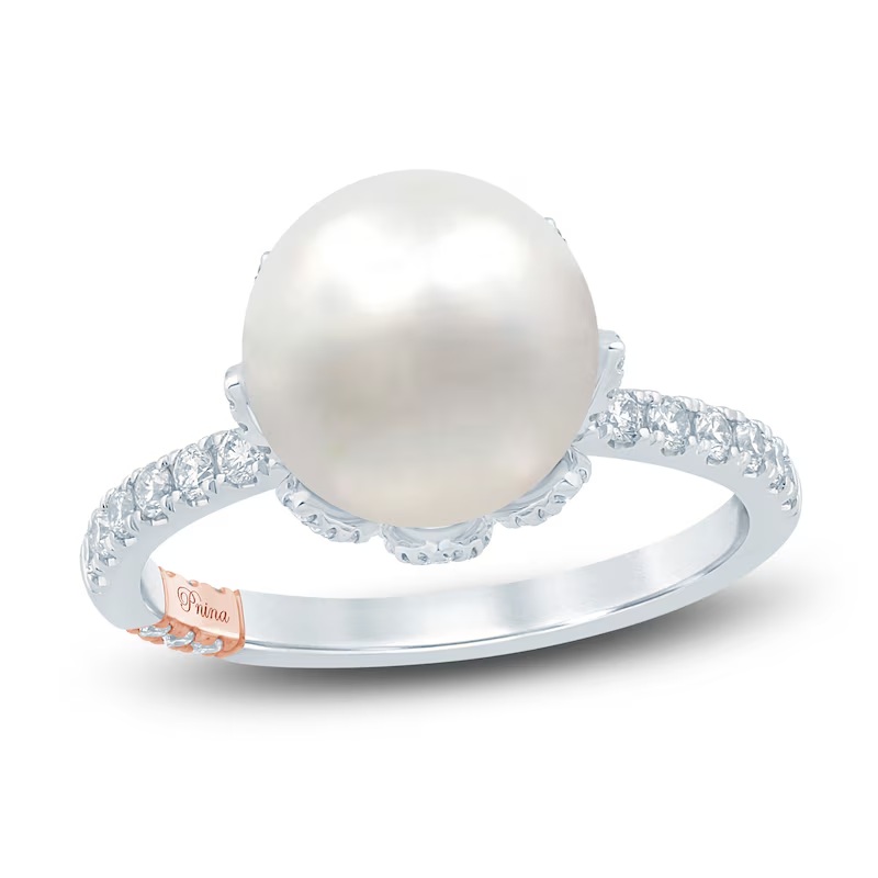 Image of a cultured pearl gemstone engagement ring.