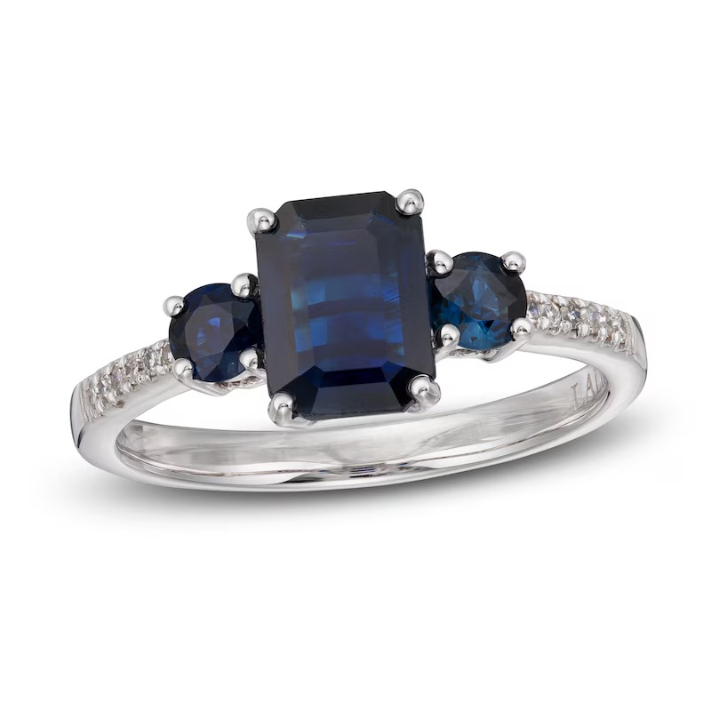 Image of a blue sapphire engagement ring.