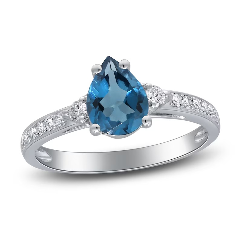 Image of a blue topaz gemstone engagement ring.